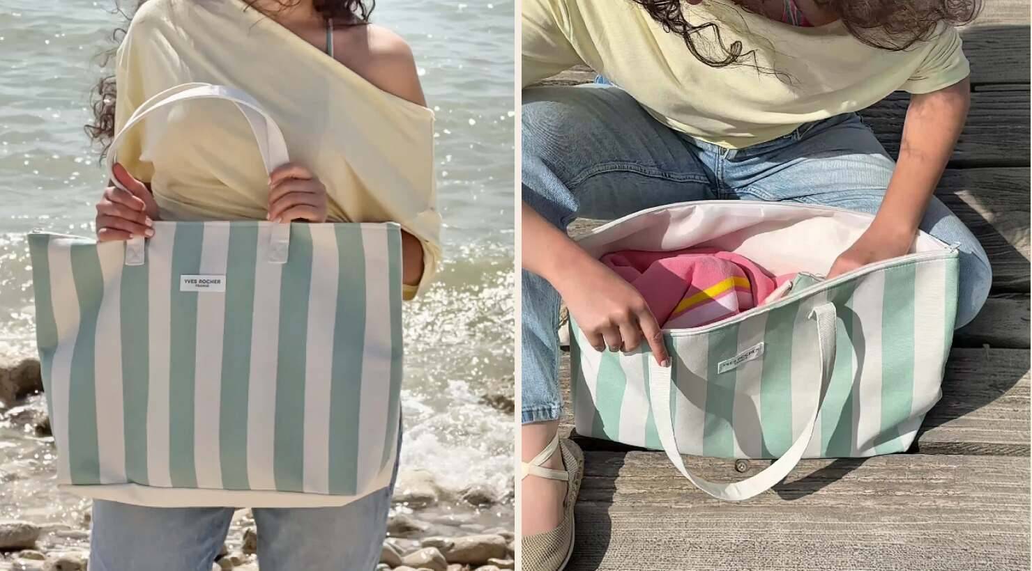 Mujer que lleva una bolso verano yves rocher