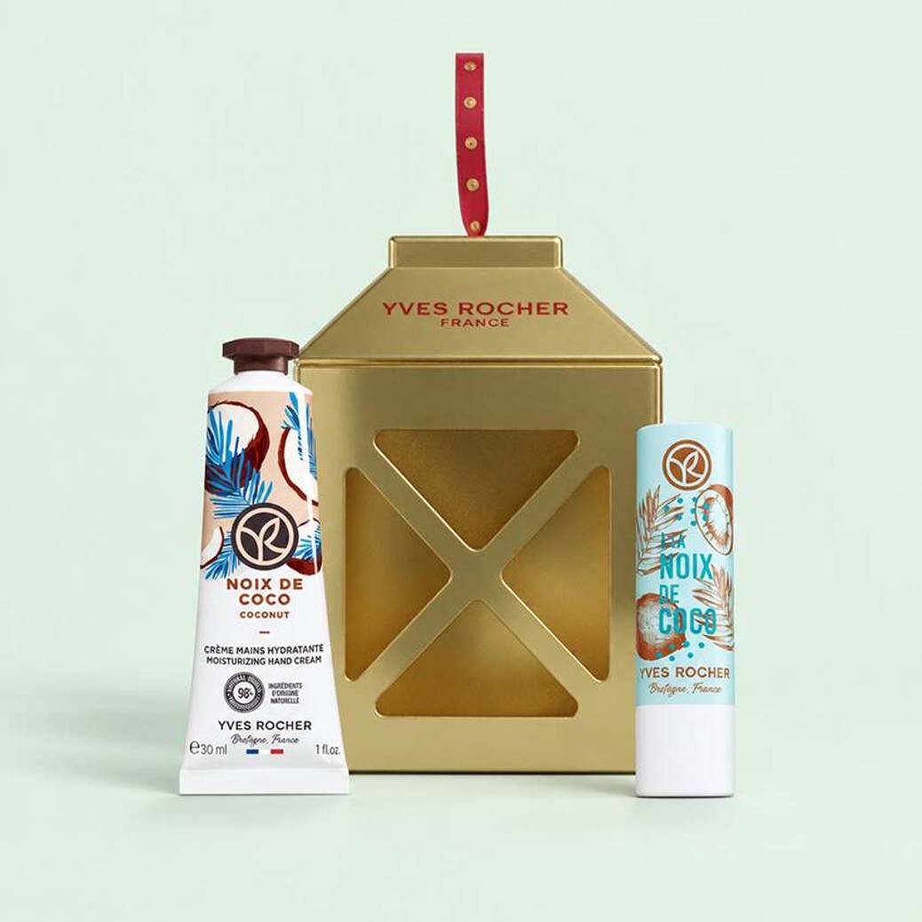 Kit Esencial de Manos y Labios Coco con Farol Dorado Mini